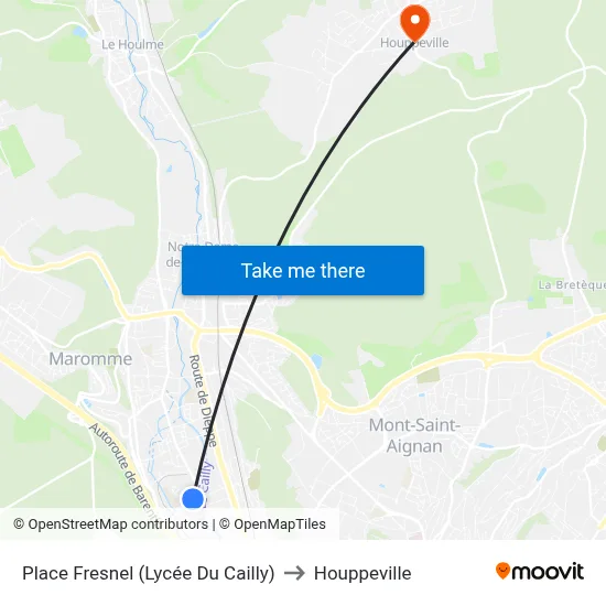Place Fresnel (Lycée Du Cailly) to Houppeville map