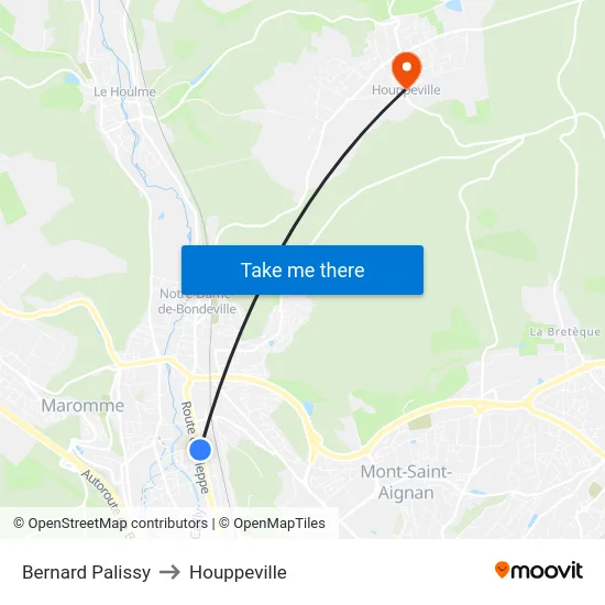 Bernard Palissy to Houppeville map