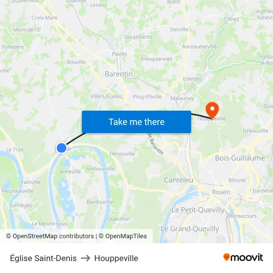 Église Saint-Denis to Houppeville map