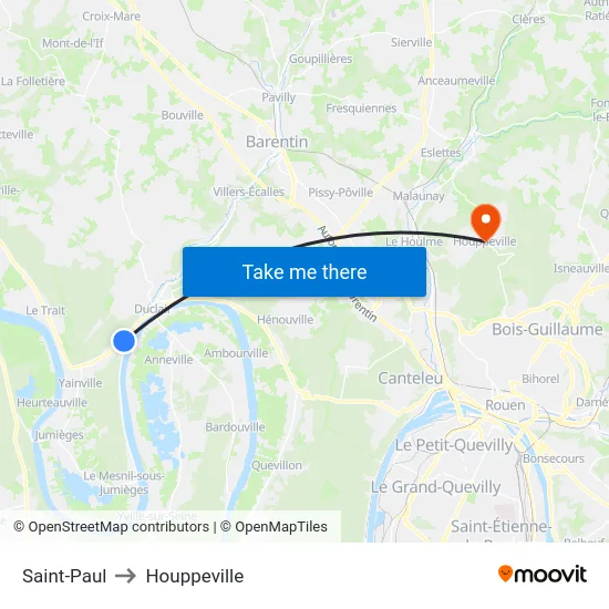 Saint-Paul to Houppeville map