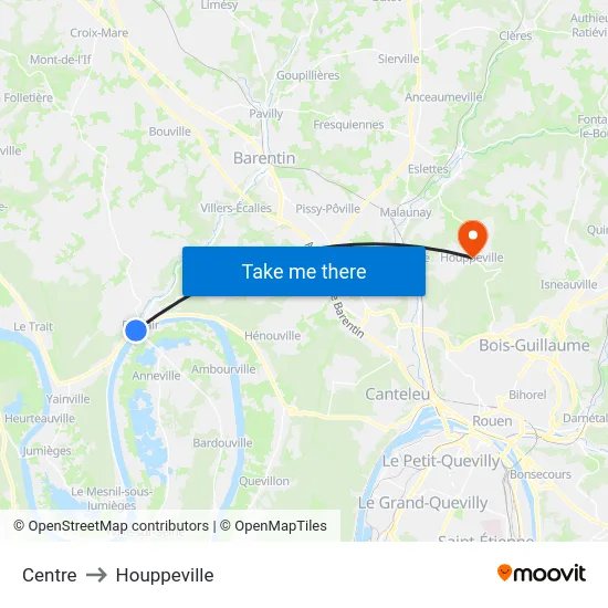 Centre to Houppeville map