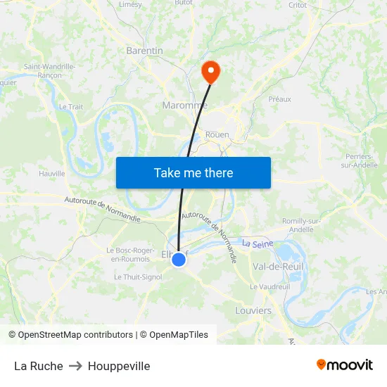 La Ruche to Houppeville map