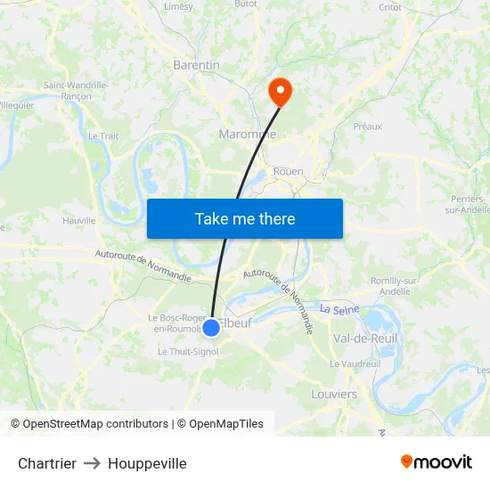 Chartrier to Houppeville map