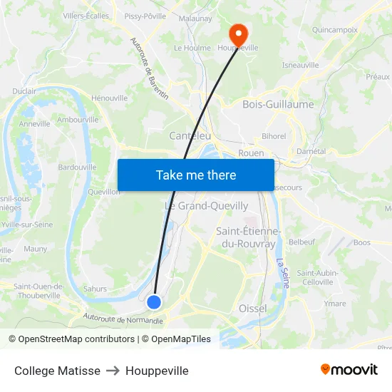 College Matisse to Houppeville map