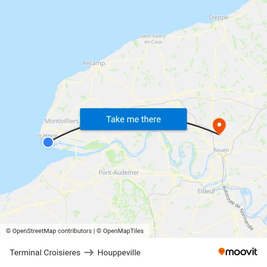 Terminal Croisieres to Houppeville map