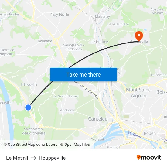 Le Mesnil to Houppeville map
