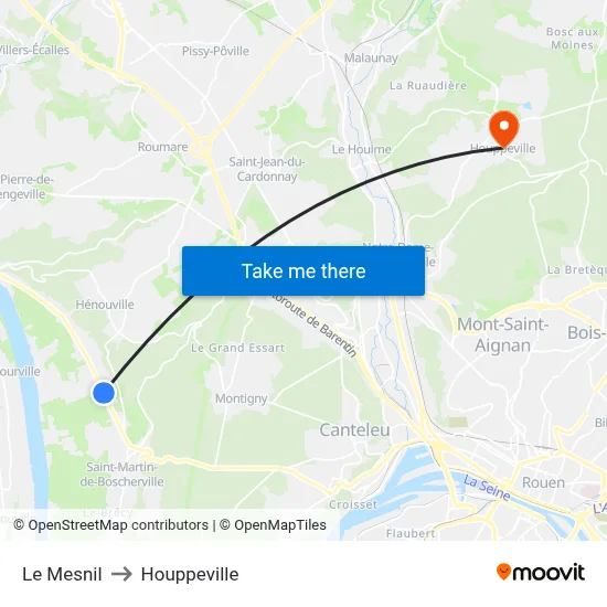 Le Mesnil to Houppeville map