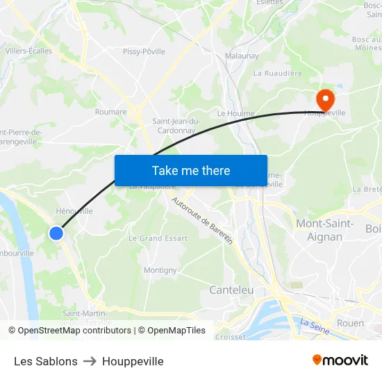 Les Sablons to Houppeville map