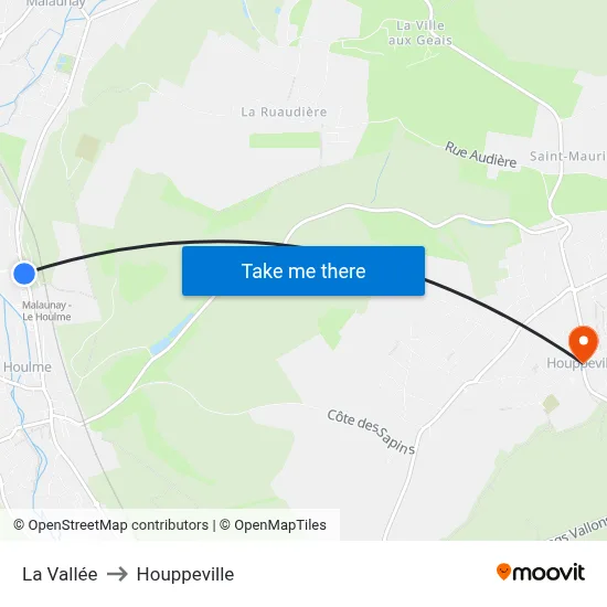La Vallée to Houppeville map