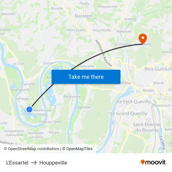 L'Essartel to Houppeville map