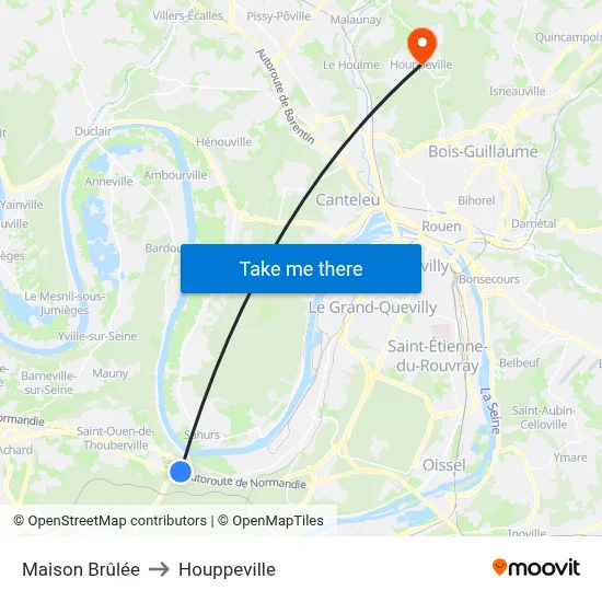 Maison Brûlée to Houppeville map