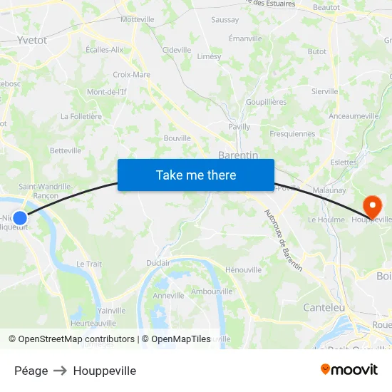 Péage to Houppeville map