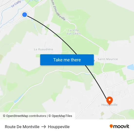 Route De Montville to Houppeville map