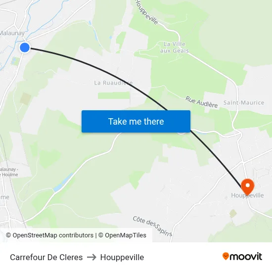 Carrefour De Cleres to Houppeville map