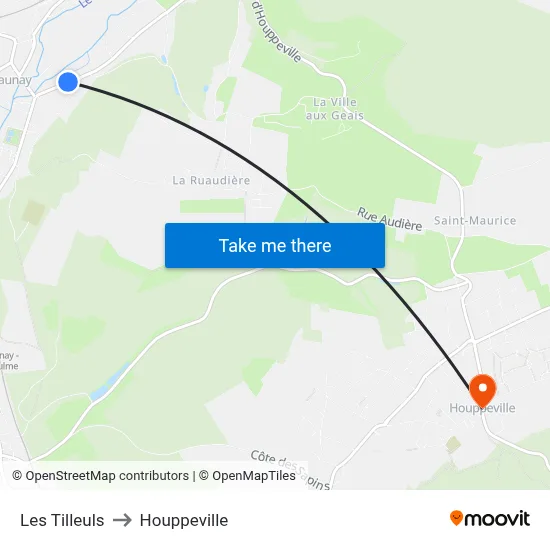 Les Tilleuls to Houppeville map