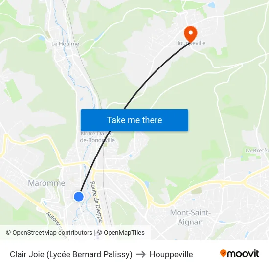 Clair Joie (Lycée Bernard Palissy) to Houppeville map