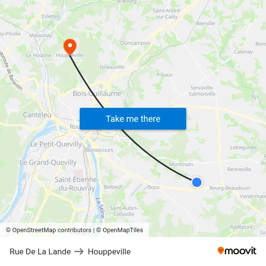 Rue De La Lande to Houppeville map