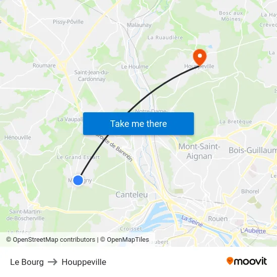 Le Bourg to Houppeville map