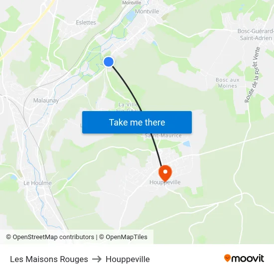 Les Maisons Rouges to Houppeville map