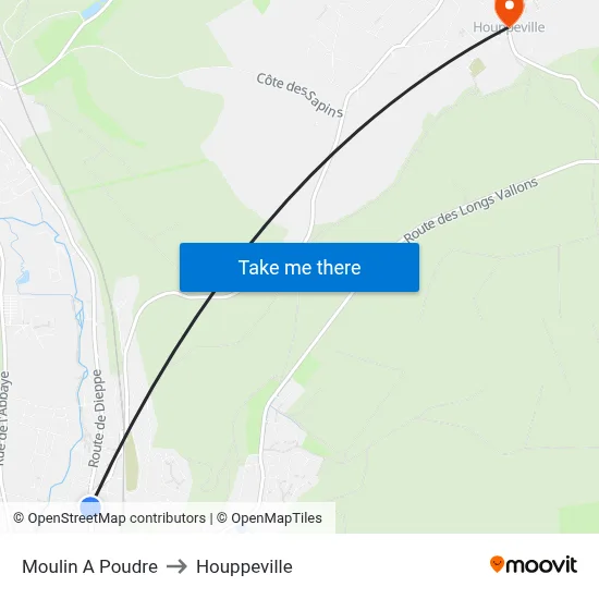 Moulin A Poudre to Houppeville map