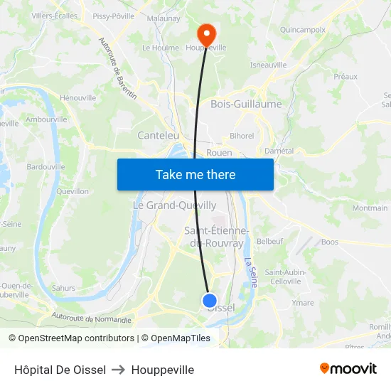 Hôpital De Oissel to Houppeville map