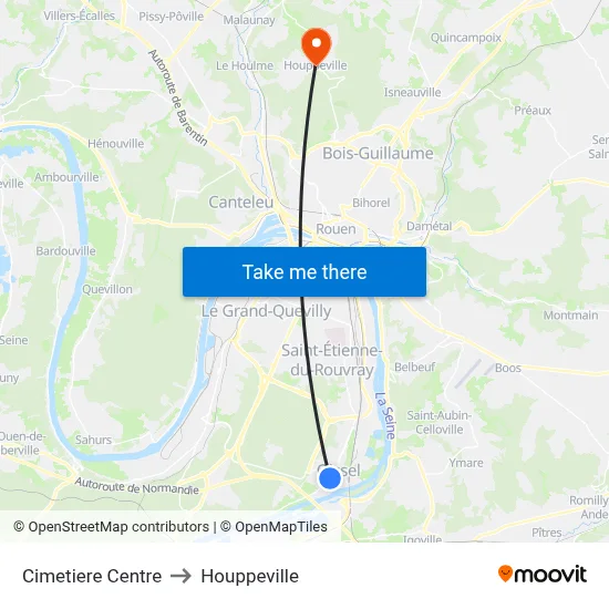 Cimetiere Centre to Houppeville map