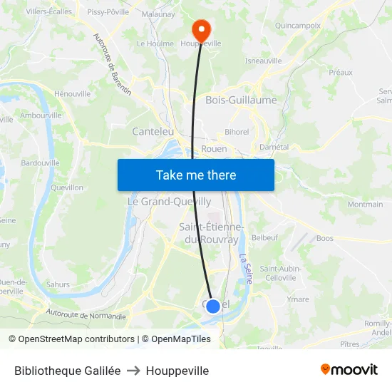 Bibliotheque Galilée to Houppeville map