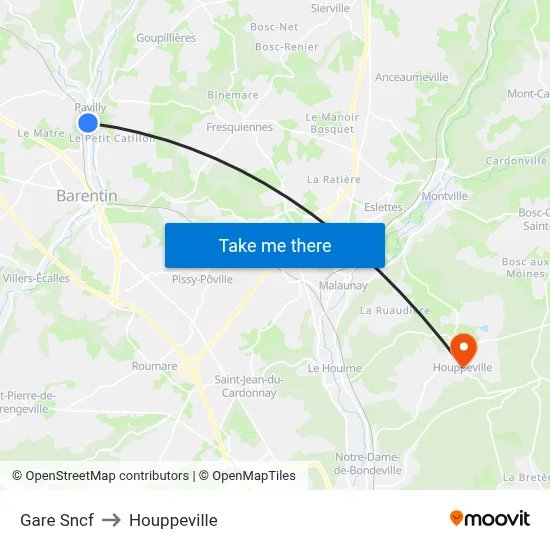 Gare Sncf to Houppeville map