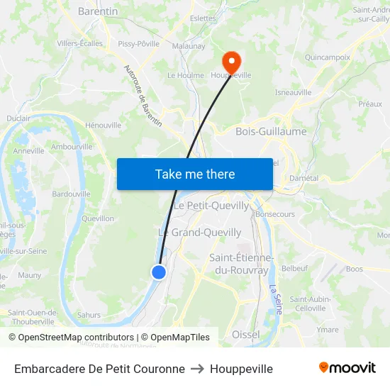 Embarcadere De Petit Couronne to Houppeville map