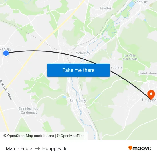 Mairie École to Houppeville map