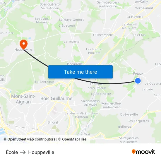 École to Houppeville map