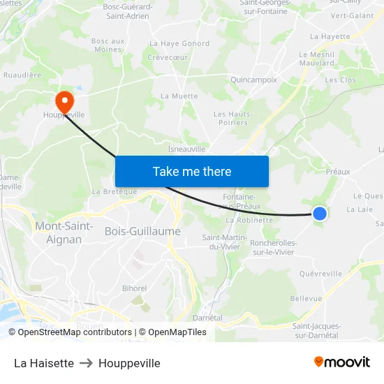 La Haisette to Houppeville map
