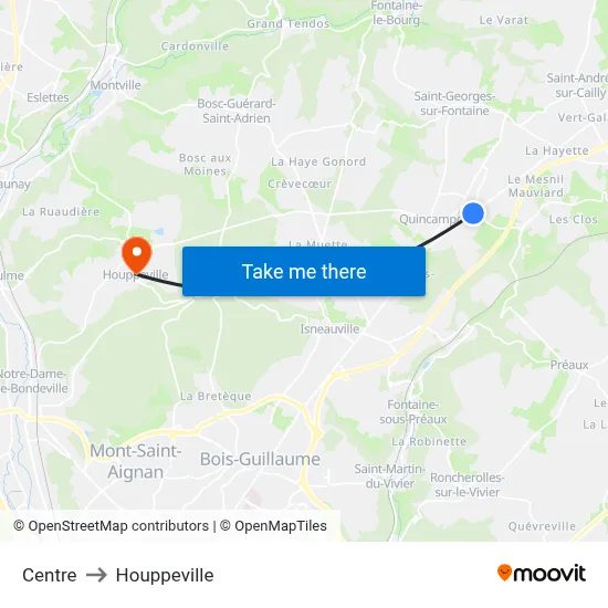 Centre to Houppeville map