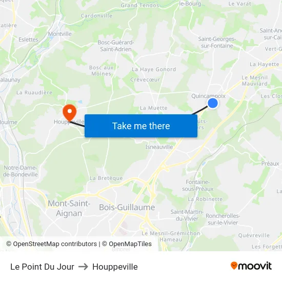 Le Point Du Jour to Houppeville map