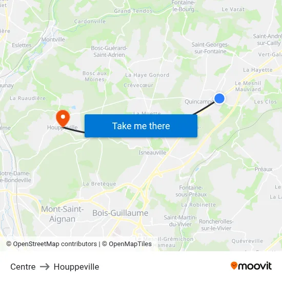 Centre to Houppeville map