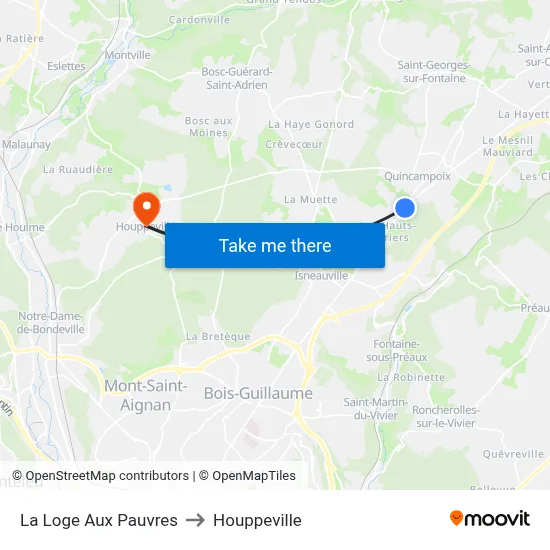 La Loge Aux Pauvres to Houppeville map