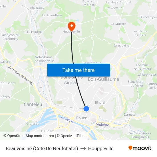 Beauvoisine (Côte De Neufchâtel) to Houppeville map