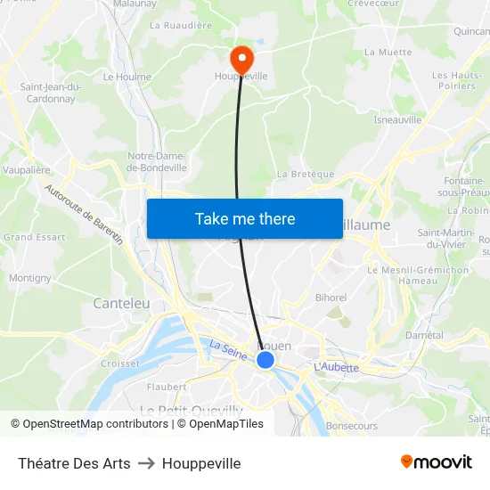 Théatre Des Arts to Houppeville map