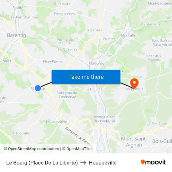 Le Bourg (Place De La Liberté) to Houppeville map