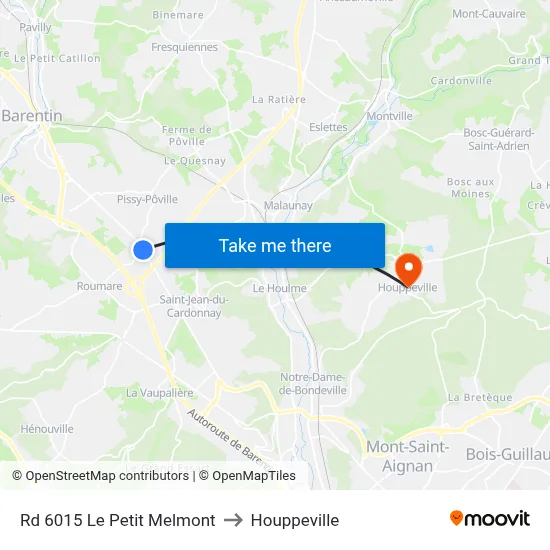 Rd 6015 Le Petit Melmont to Houppeville map