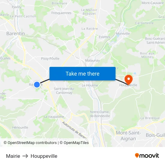 Mairie to Houppeville map