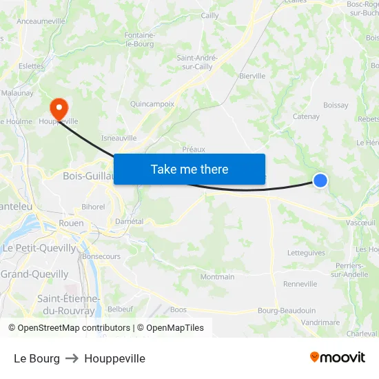 Le Bourg to Houppeville map