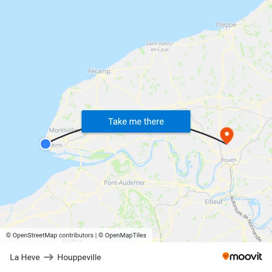 La Heve to Houppeville map