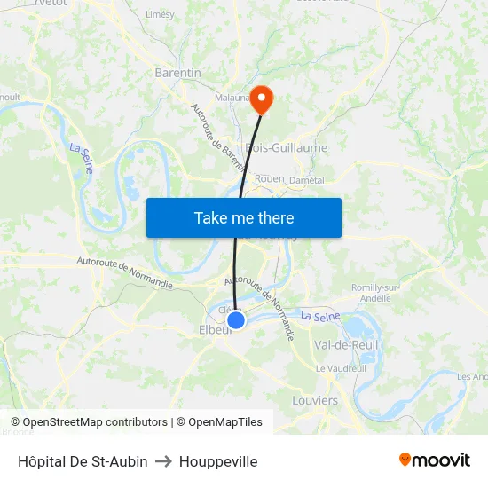 Hôpital De St-Aubin to Houppeville map