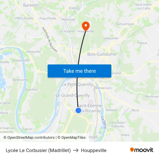 Lycée Le Corbusier (Madrillet) to Houppeville map