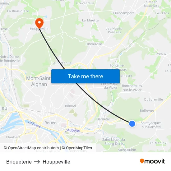 Briqueterie to Houppeville map