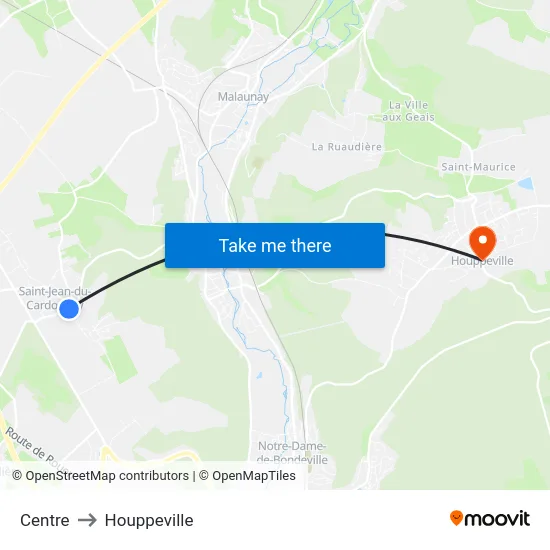 Centre to Houppeville map