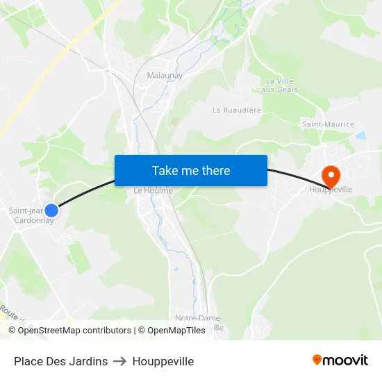 Place Des Jardins to Houppeville map