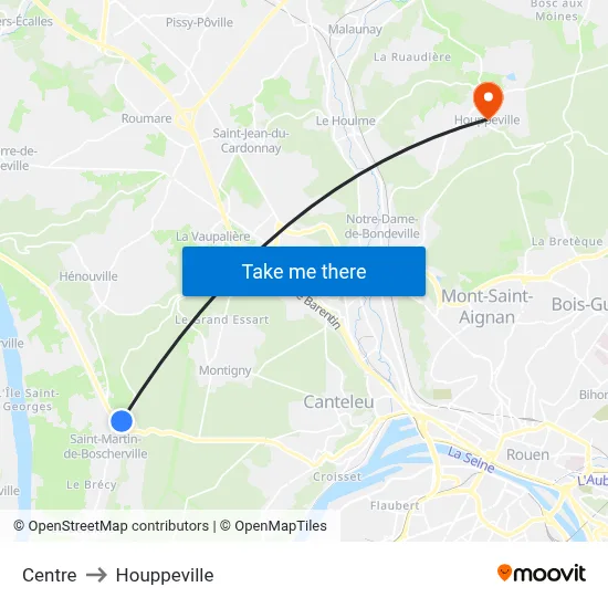 Centre to Houppeville map