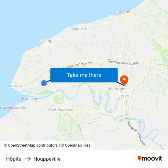 Hôpital to Houppeville map